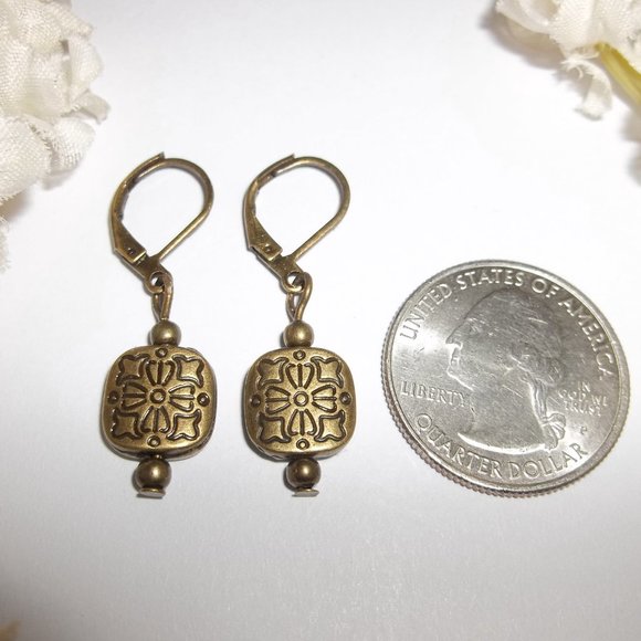 Boho Earrings Brown Bronze Jewelry Lever Back Dangle Drop Gift Idea For Her 6743 - Picture 2 of 8